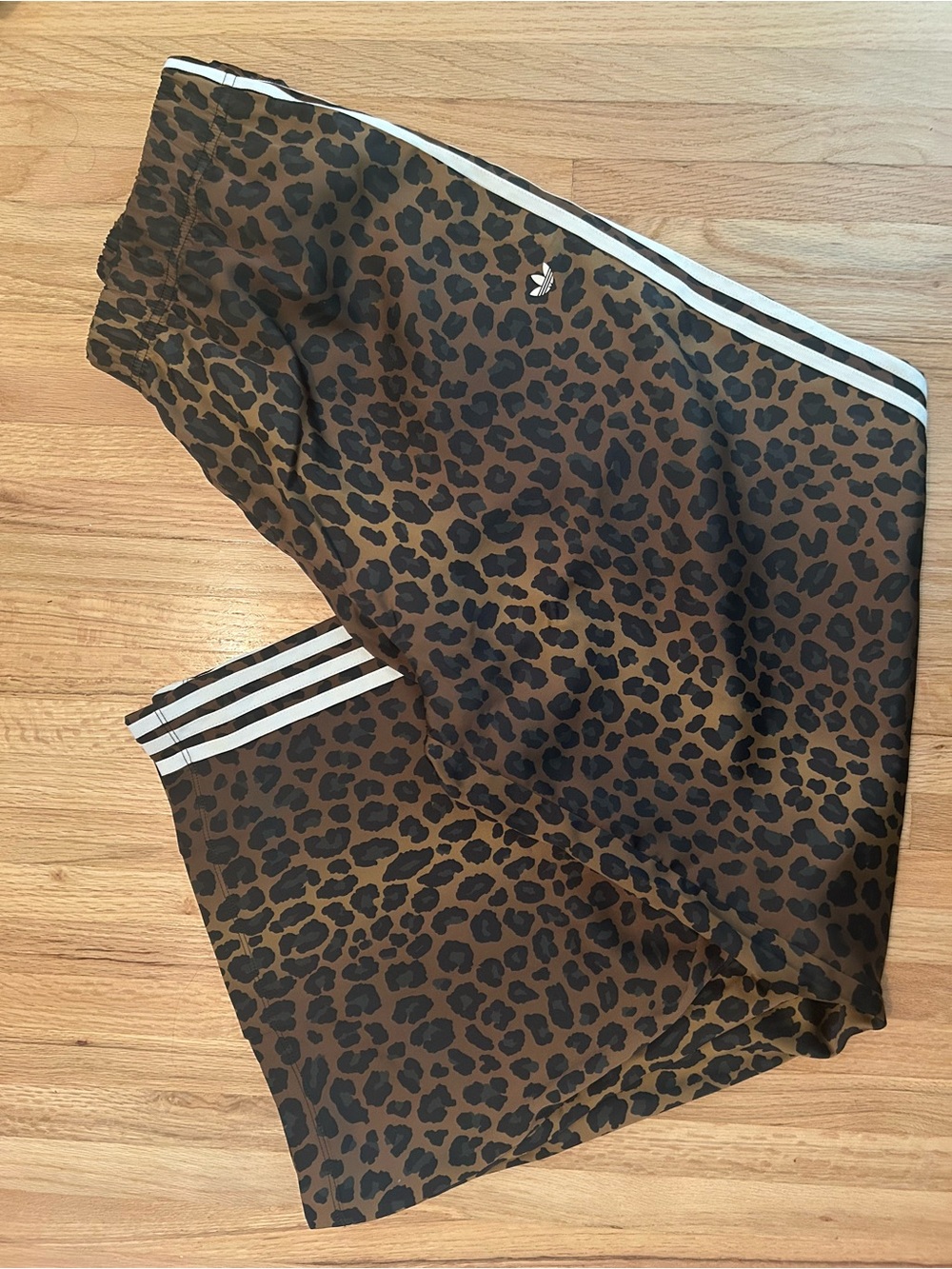 Adidas Leopard Print Track Pants with Side Stripes